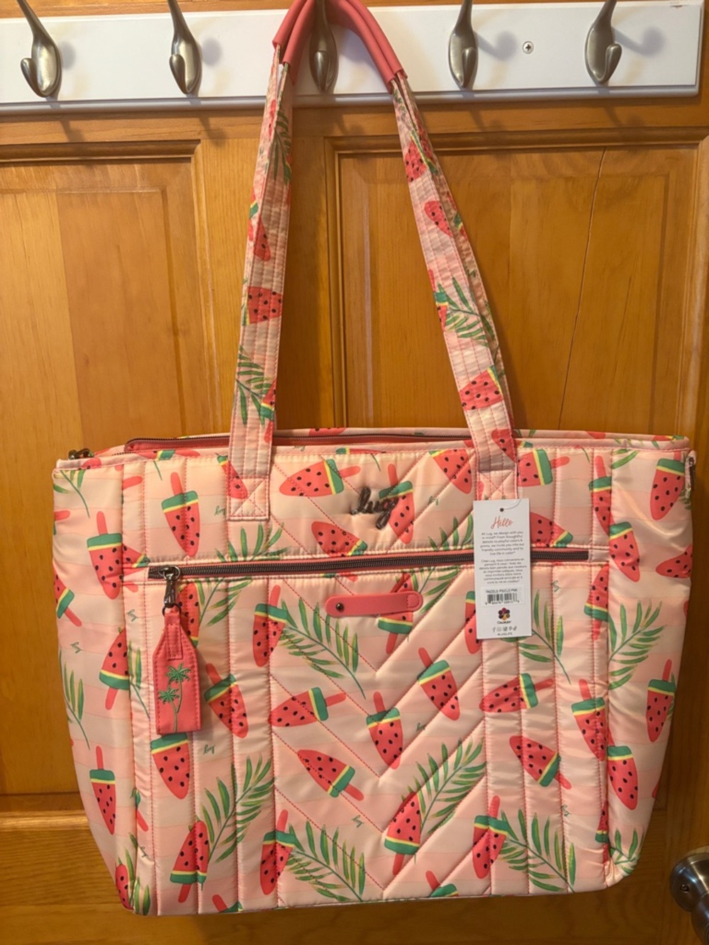 lug Quilted Tote in Pink Watermelon Popsicle New With Tags